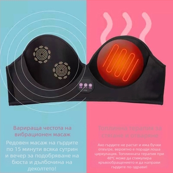 Youyueya Безжично зареждащ бюст-масажор в сутиен с инфрачервена физиотерапия, таймер и проводимо управление, USB/батерия, 2022