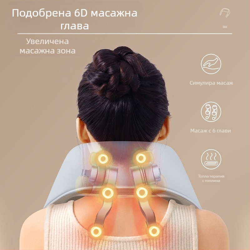 Bei Li – Шал за масаж на раменете и шията, 6 глави за месене, инфрачервено нагряване, таймер, модел BL-JSS-317