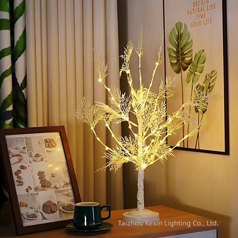LED коледно дърво - декоративна светлина с цветни LED, амбиентна нощна лампа, захранване батерия + USB, дължина 60 см