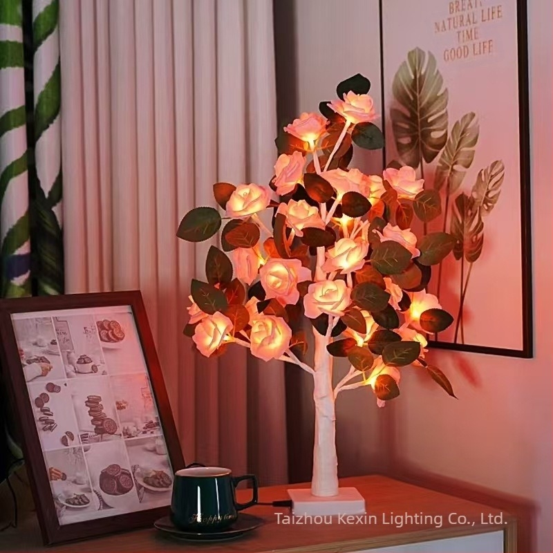 LED коледно дърво - декоративна светлина с цветни LED, амбиентна нощна лампа, захранване батерия + USB, дължина 60 см