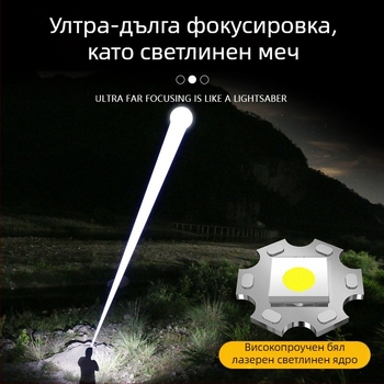 Ръчен LED фенер с регулируем фокус, 10W LED, 800 lm, дигитален дисплей, батерия 18650