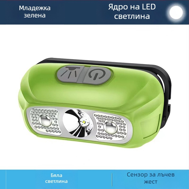 LED челна лампа за глава, 5W, ABS корпус, 800 mAh батерия, презареждаща, ръчно задвижване, обхват до 500 m