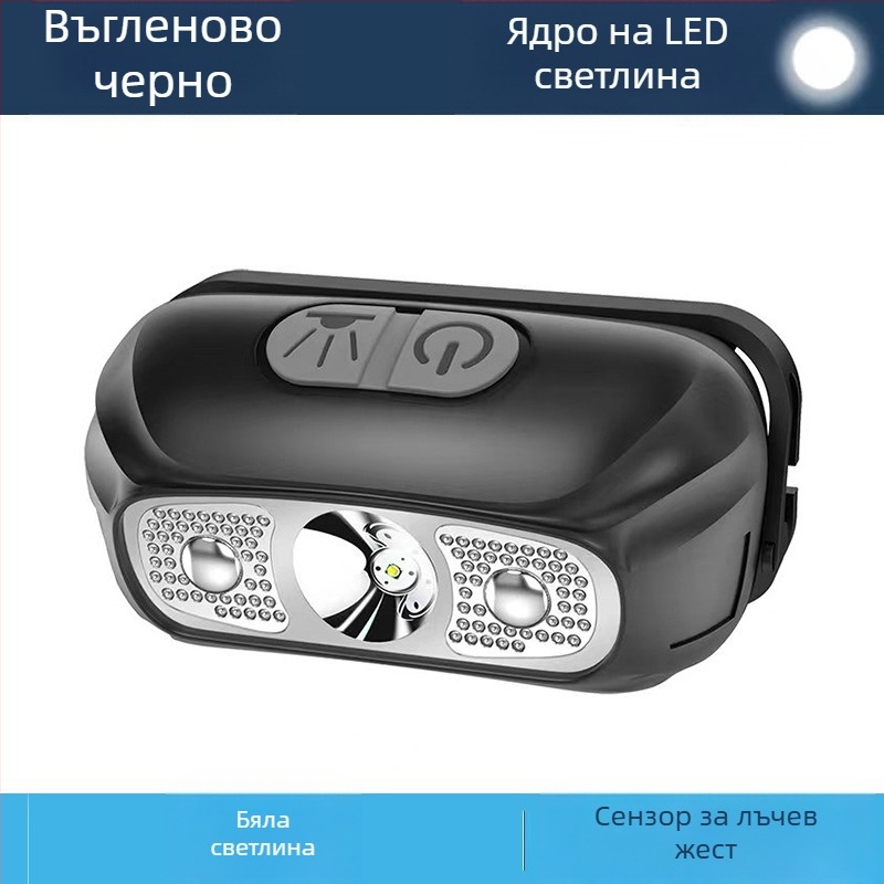 LED челна лампа за глава, 5W, ABS корпус, 800 mAh батерия, презареждаща, ръчно задвижване, обхват до 500 m