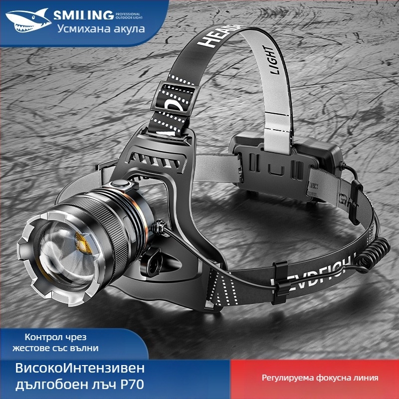 Smiling Shark LED челна лампа, алуминиева сплав, 4400mAh презареждаема батерия, обхват 100–200 м, LED светлинен източник