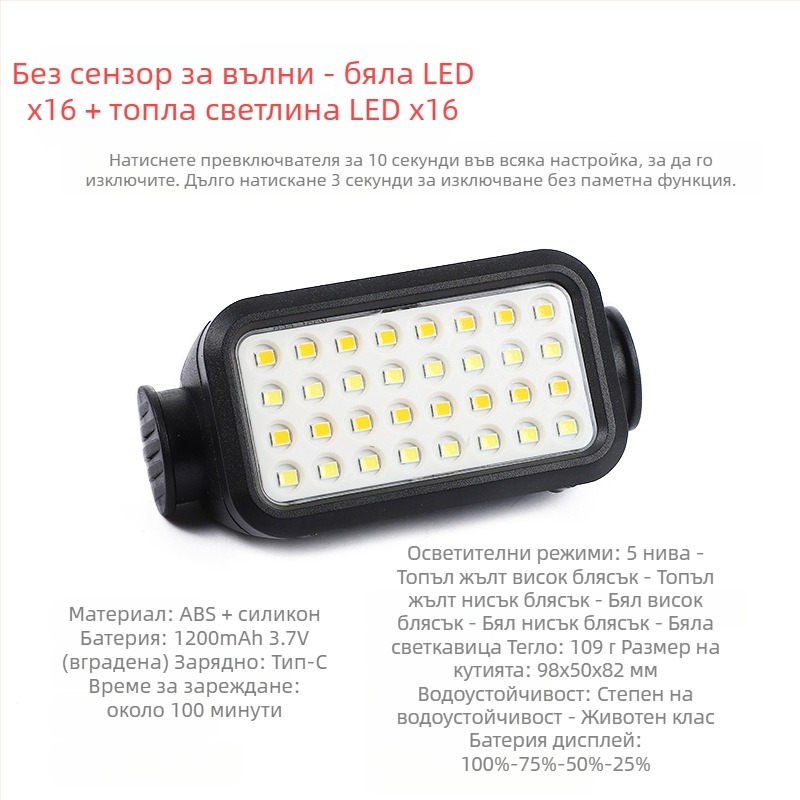 Челна лампа COB LED, USB презареждаща се, 30W, 1200 mAh, обхват 200–500 м, за къмпинг и дейности на открито