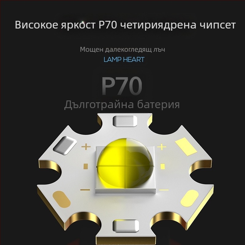 P70 външен LED фенер с висока яркост, телескопично увеличение, презареждащ се алуминиев корпус