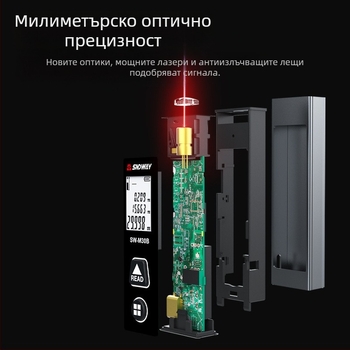 SW-M30A лазерен измервател на разстояние, ръчен инфрачервен измервателен инструмент, обхват 0,05–30 м, точност ±5 мм + d×1/10000