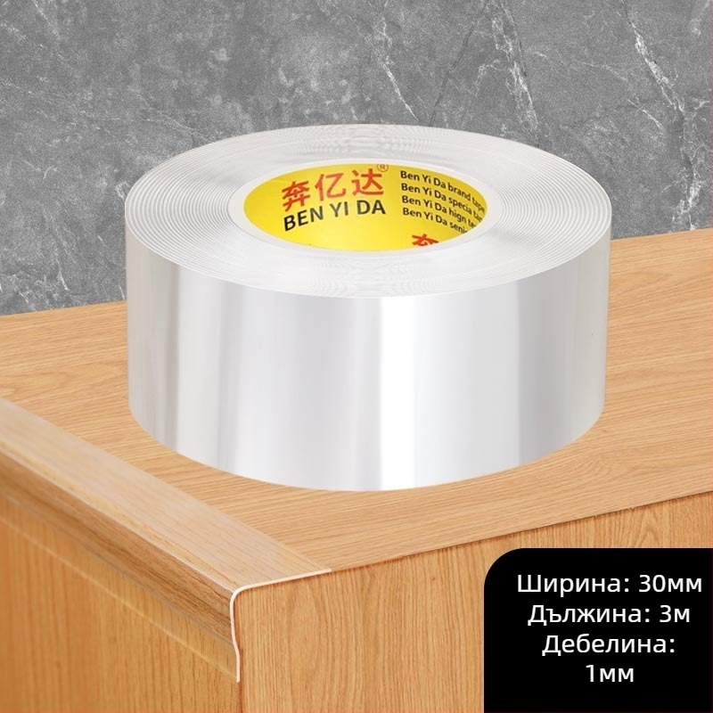 Акрилна лента за защита на ъгъл на маса, едностранна нано лепяща лента, водоустойчива, без фуги, прозрачна