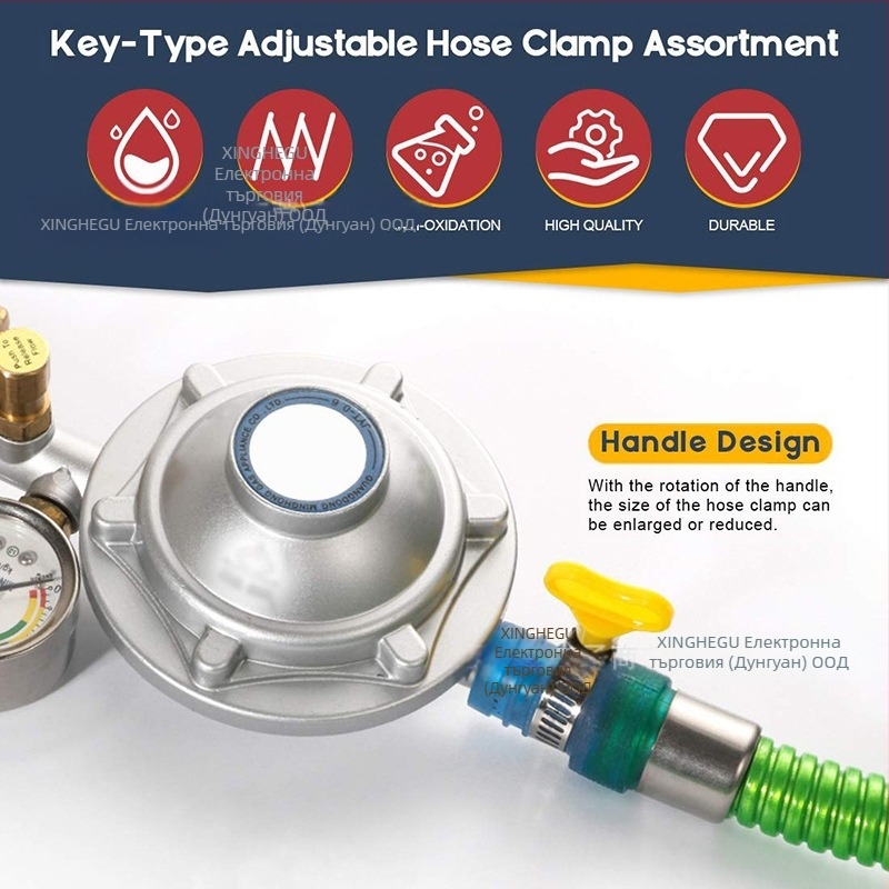 Хомут за маркуч от 201 неръждаема стомана с дръжка – номинален диаметър 8–29 мм, захващащ диаметър 4–10 мм, за фиксиране на тръби, Galaxy Valley