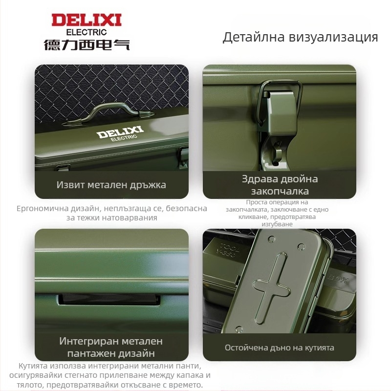 Delixi Метална кутия за инструменти – преносима, едносекционна, за автомобил, дом и градина