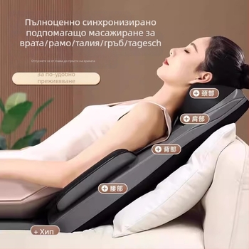 Масажна възглавница за шия, гръб и пояс — автоматичен месещ масажор за стол, 6+ глави, 3-та степен, горещ компрес, захранване с променлив ток