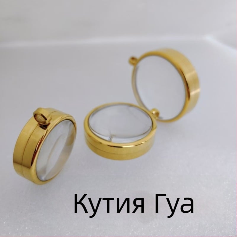 Неръждаемо стоманено геометрично колие с прозрачен изпъкнал корпус за минерални кристали, електроплакиран финиш, не избледнява