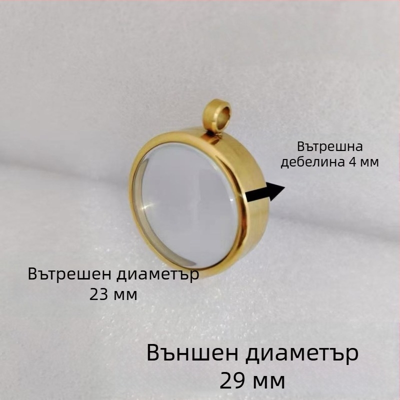 Неръждаемо стоманено геометрично колие с прозрачен изпъкнал корпус за минерални кристали, електроплакиран финиш, не избледнява