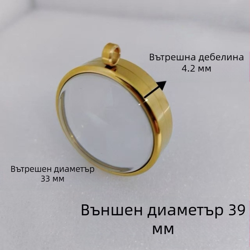 Неръждаемо стоманено геометрично колие с прозрачен изпъкнал корпус за минерални кристали, електроплакиран финиш, не избледнява