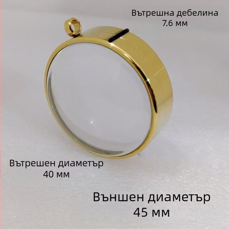 Неръждаемо стоманено геометрично колие с прозрачен изпъкнал корпус за минерални кристали, електроплакиран финиш, не избледнява