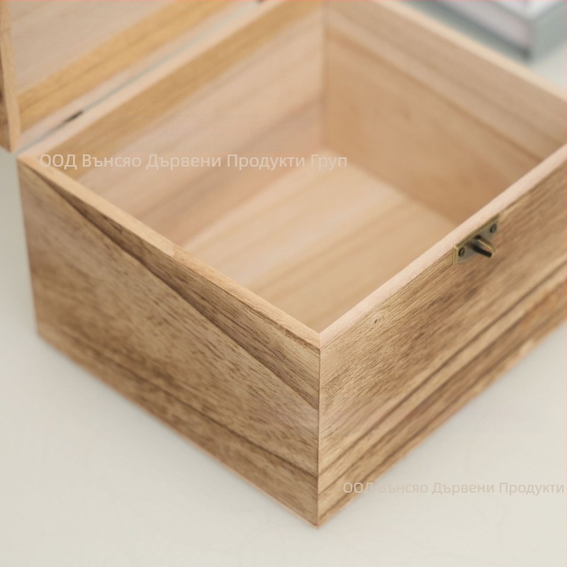 Дървена кутия за фигури от паулония с заключващ капак, модел wx-5-15, капацитет 1 л