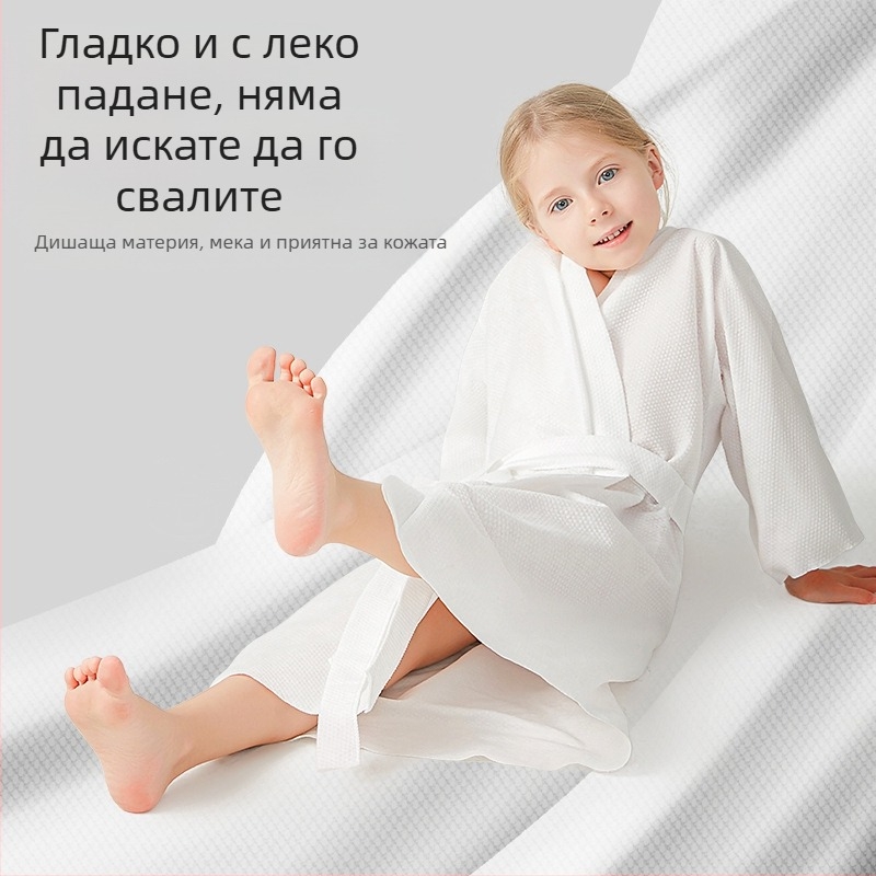 Shock детски еднократен халат за баня и кърпа, нетъкан текстил, 95% полиестер, бързосъхнещ и попивателен, унисекс, за есен