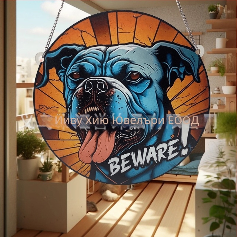 Huiyu акрилна украса за прозорец с рисунка на куче, модерен стил, печат