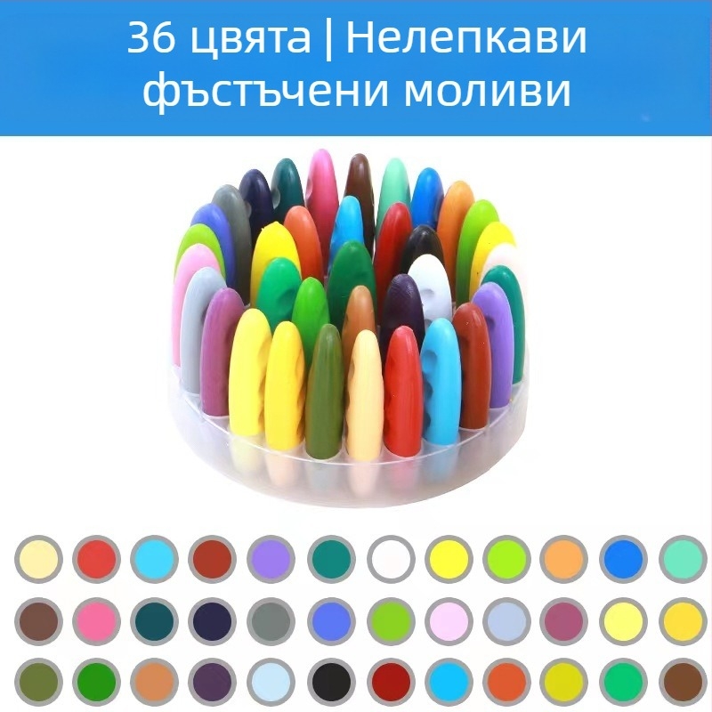 Фъстъчен восъчен молив за детска живопис, пластмасов корпус, миещ се, 250 г, лого отпечатано