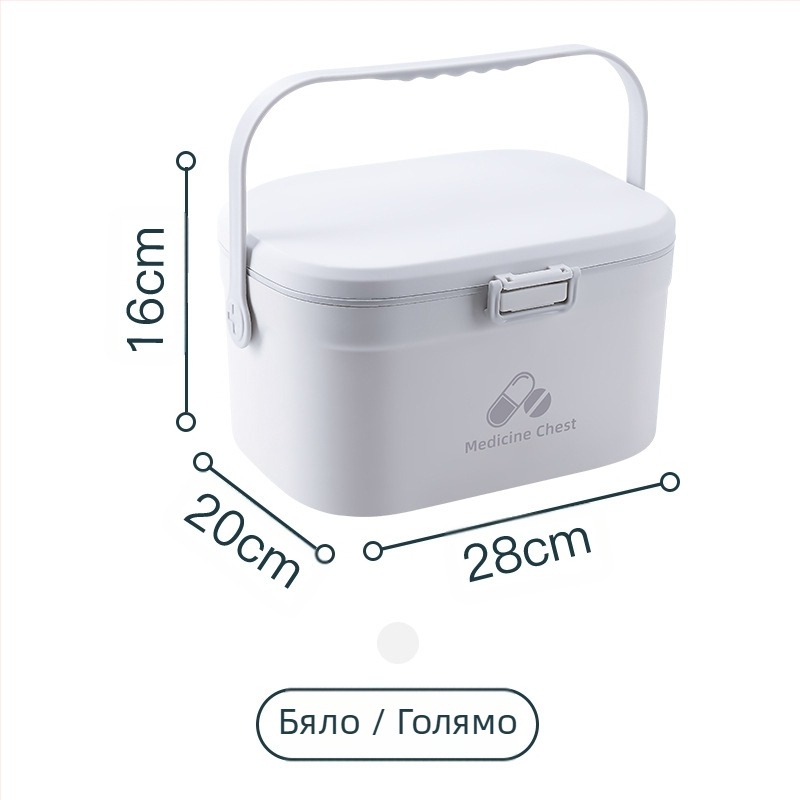 Портативна аптечна кутия с две отделения, пластмасов модел с дръжка, материал: пластмаса, възможност за печат на лого