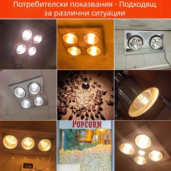 Крушка за баня за отопление, Е27, 275W, 220V, алуминиева сплав, 5000 ч