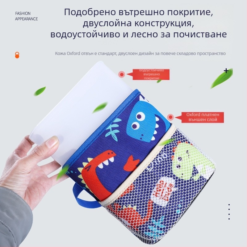 Кутия за задната седалка на автомобил, подвесно монтирана, мультяшен дизайн, водоустойчива Oxford материя, с логотип