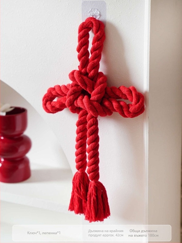 Безкраен възел – окачен сватбен декор за стая, памучен конец, декор за дръжка на врата, сватбени принадлежности