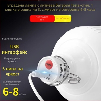 Презареждаща USB светодиодна лампа за щанд на нощен пазар, с държач и регулируема яркост