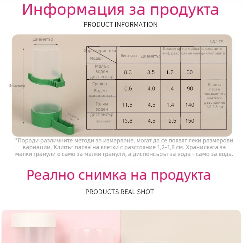 Автоматичен дозатор за вода за птици и папагали – антиразпръскващ дизайн, пластмасов, не е внос