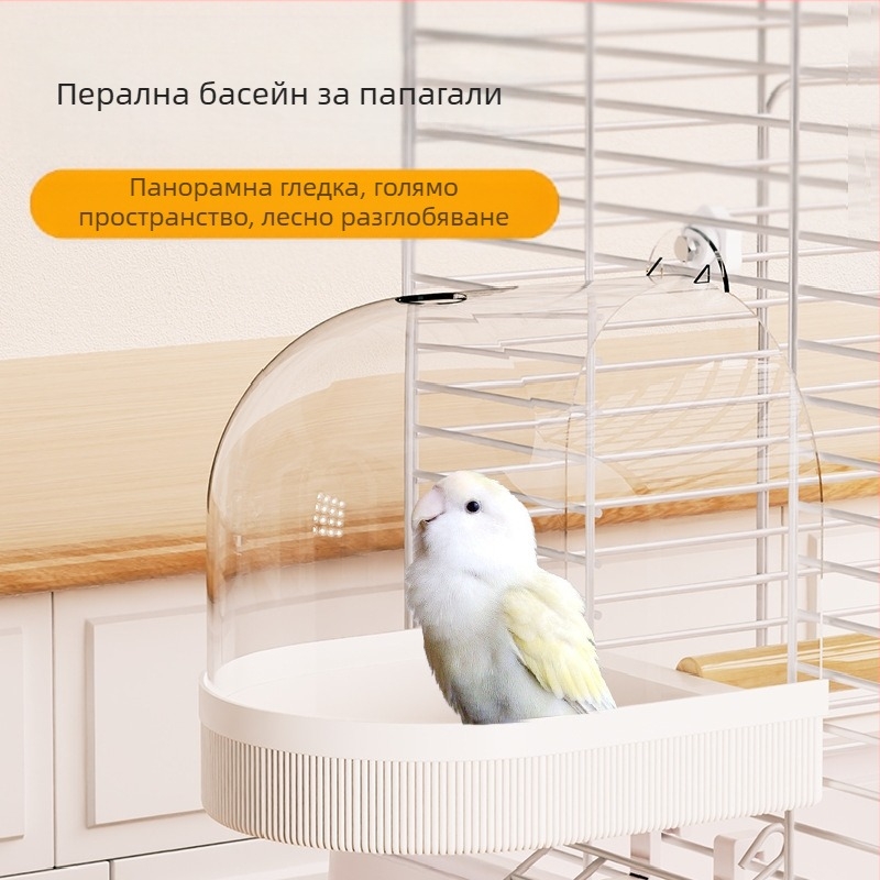 Птична купалня за папагали и малки птици – мотив тигрова кожа и пион, стил Черна феникс