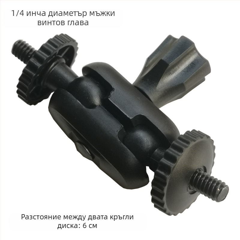 Автомобилен държач за телефон с 17 мм сферична глава, удължаващо двойно шарнирно рамо и гъвкава тръбна скоба; пластмасова конструкция