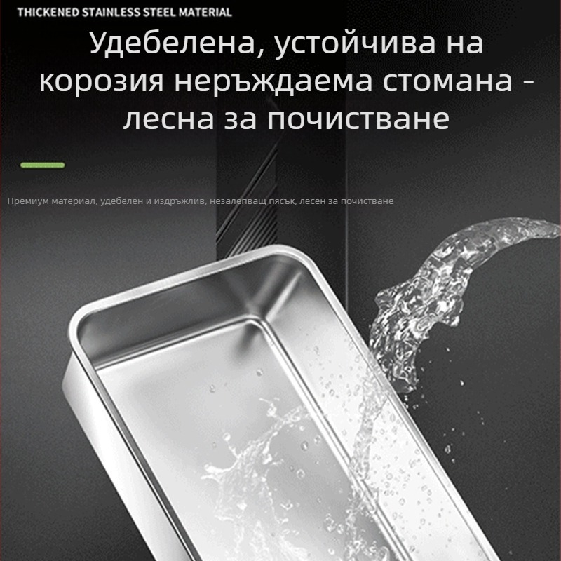Котешка кутия за тоалетна от неръждаема стомана, много голяма, напълно затворена, с високи страни против пръски, сваляща се и лесна за почистване