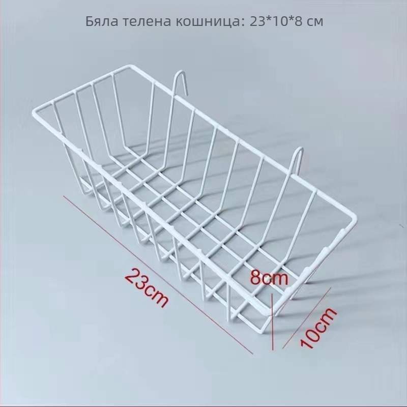 Метална мрежеста кошница за окачване с кука за стена — съхранение и декор за общежитие