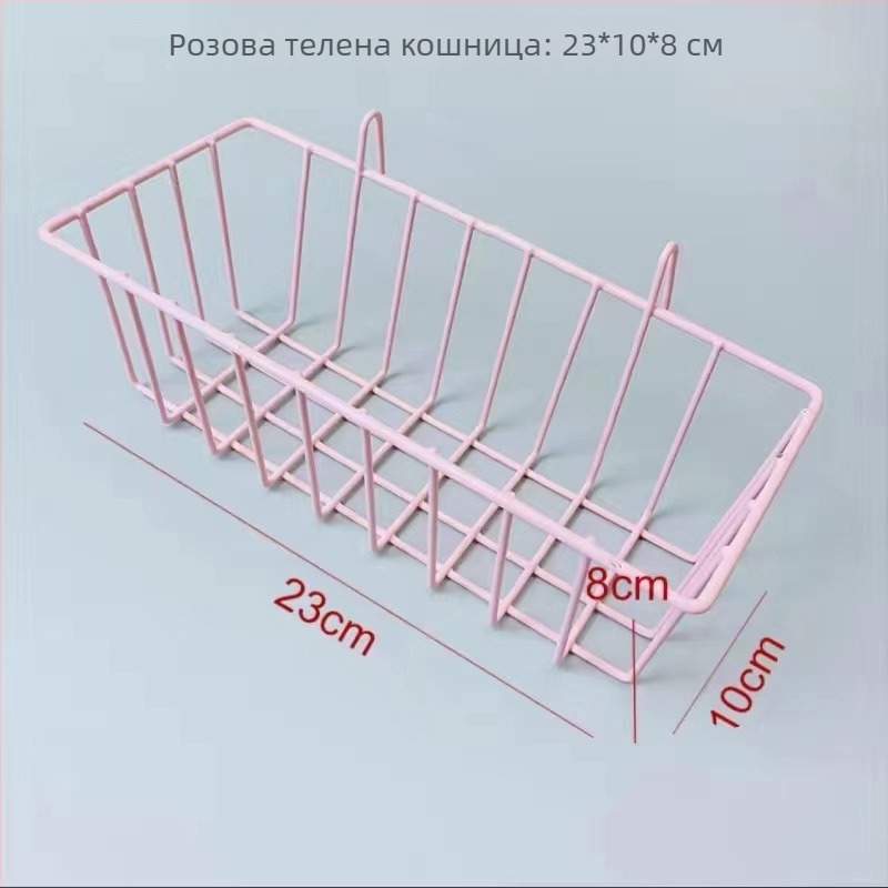 Метална мрежеста кошница за окачване с кука за стена — съхранение и декор за общежитие