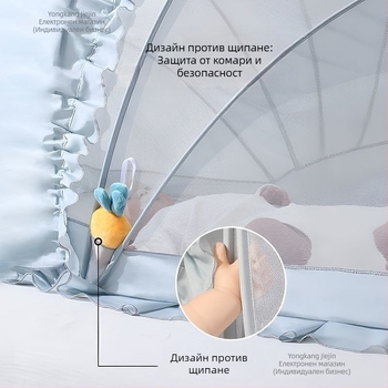 Леглова мрежа против комари за бебета, сгъваема канопа, с рамка от фибростъкло, подходяща за 0–1 година