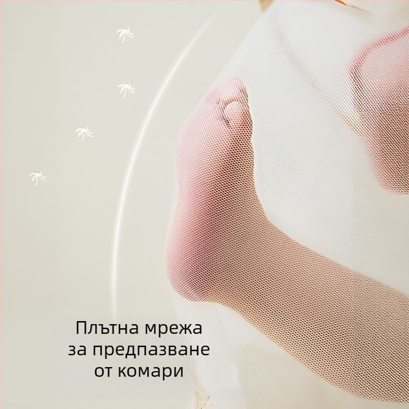 Леглова мрежа против комари за бебета, сгъваема канопа, с рамка от фибростъкло, подходяща за 0–1 година