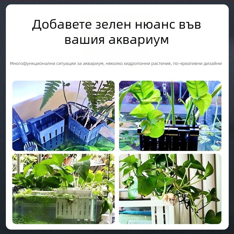 Стенно монтиран аквариумен кош за водни растения – хидропонно засаждане, декоративна водна кошница