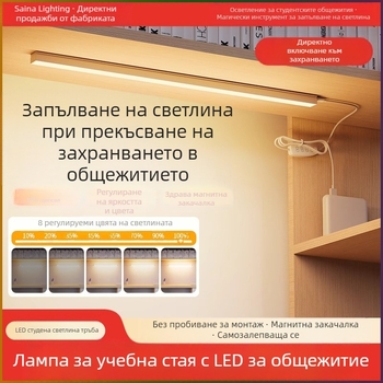 LED лентова настолна лампа за общежитие, USB магнитно закрепване, защита на зрението, 220V вход