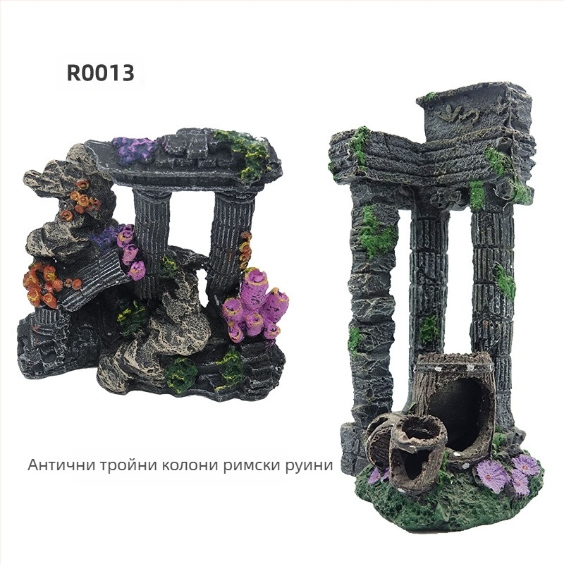 Аквариумна пейзажна декорация от екологично чиста смола – стилове Драконова колона и коралово-римска колона, 1 кг, за аквариумна украса