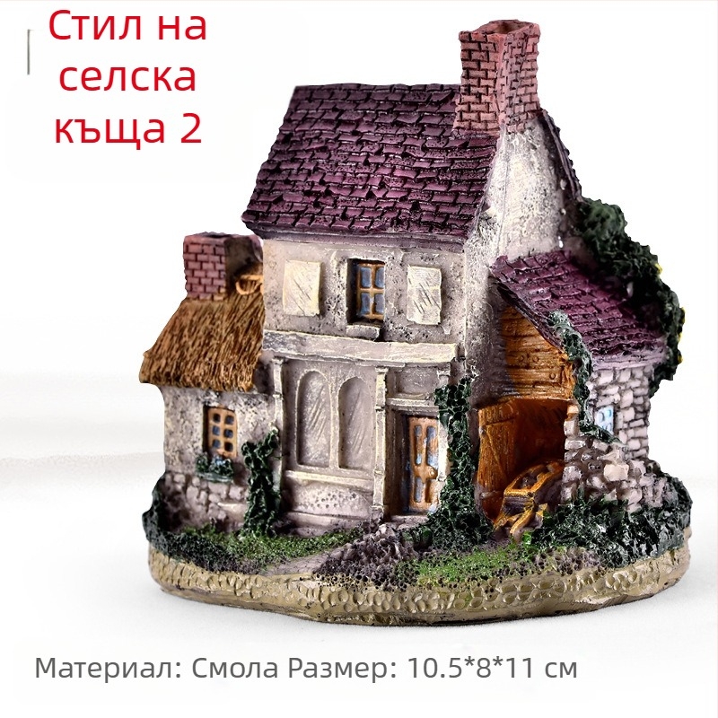Смолена миниатюрна ландшафтна композиция със сукуленти, декоративна бонсай фигура и модел за декорация
