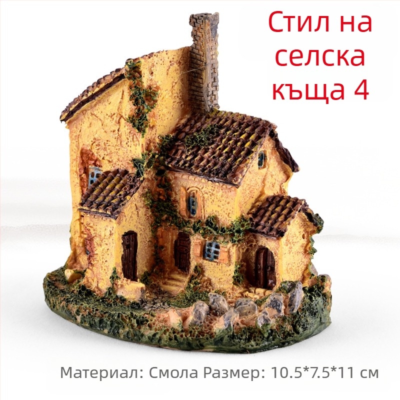 Смолена миниатюрна ландшафтна композиция със сукуленти, декоративна бонсай фигура и модел за декорация