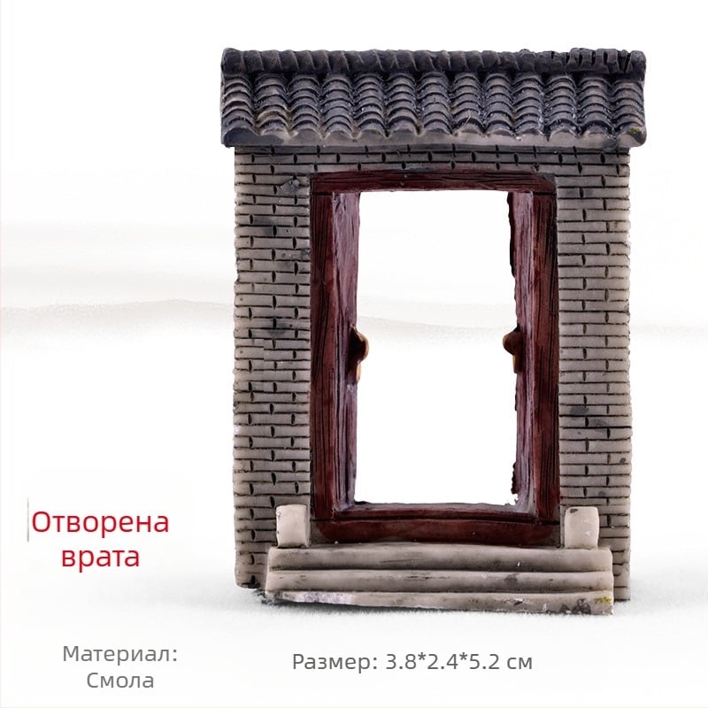 Смолена миниатюрна ландшафтна композиция със сукуленти, декоративна бонсай фигура и модел за декорация