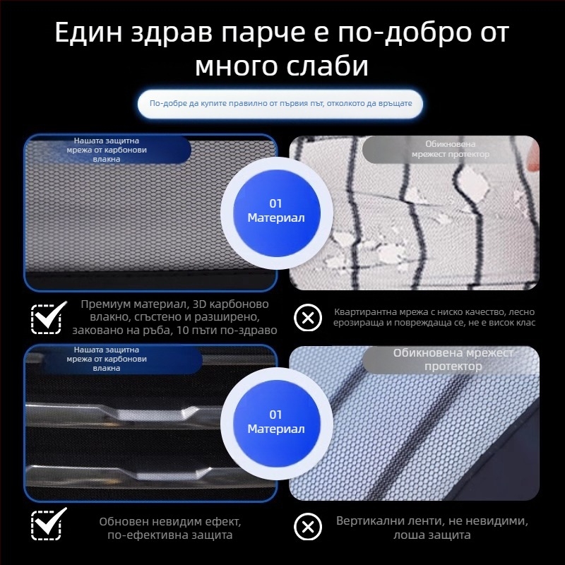 Метална мрежа за радиатора на автомобила — защита от насекоми, предна решетка, OEM