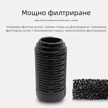 Garix мини филтър за аквариум — вградена изключително тих филтърна камера и помпа за кислород, три в едно; пластмасов корпус, 0,16 кг