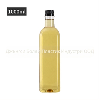 Bolai квадратна PET бутилка за камелиево масло, 500 ml, с капак с дърпане и отпечатан логотип