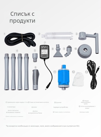 Yibang EB-029 нисковолтов водообменник за аквариум с променлива честота и функция за почистване на пясък, пакет от 32