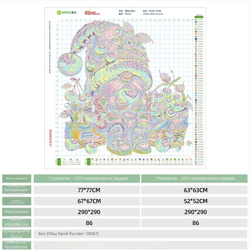 Комплект за кръстат бод с карикатурен модел на плат 11CT и памучни конци за всекидневна и детска стая