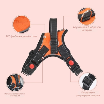 Отразяващ дишащ нагрудник за кучета, стил жилетка, от плат и регулируема гръдна лента