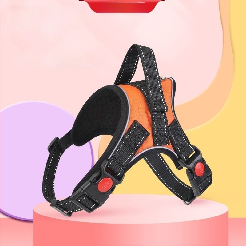 Отразяващ дишащ нагрудник за кучета, стил жилетка, от плат и регулируема гръдна лента