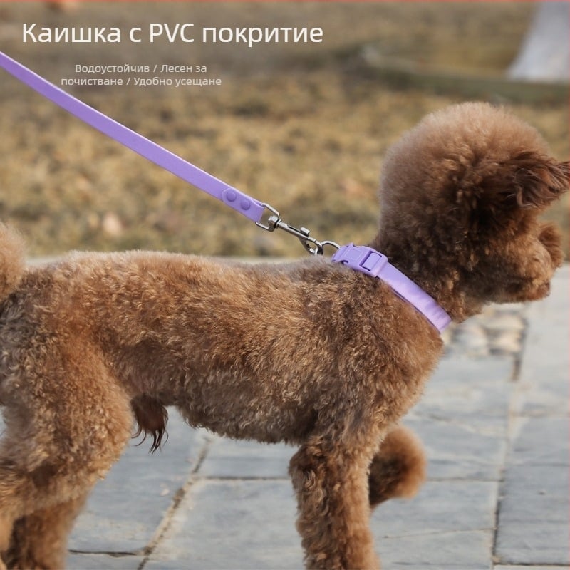 Кучешка обучителна каишка с PVC покритие върху полиестерна лента, водоустойчива и против замърсяване, издръжлива и здрава